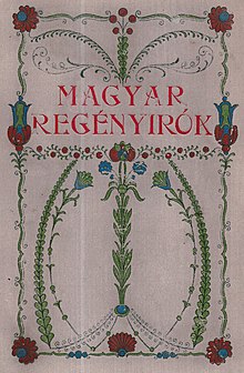 A Magyar Regényírók képes kiadása borítódísze (a képen: Kemény Zsigmond: Rajongók, 1904)