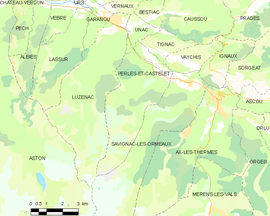 Mapa obce Perles-et-Castelet