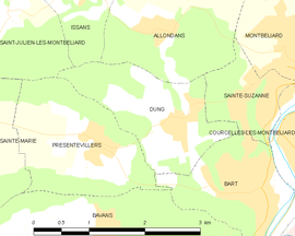 Mapa obce Dung