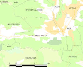 Mapa obce Molières-Cavaillac