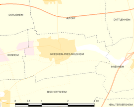 Mapa obce Griesheim-près-Molsheim