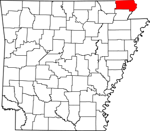 Карта Арканзаса с выделением округа Клэй