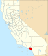 Harta statului California indicând comitatul Orange