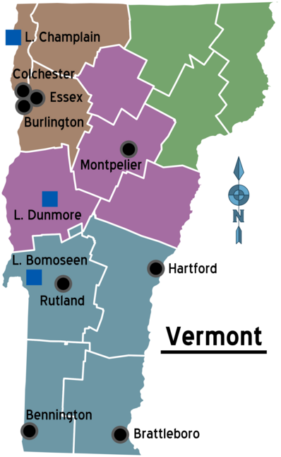 バーモント州の地図