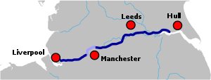 The M62 motorway in relation to the rest of th...