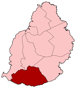 Harta districtului Savanne în cadrul statului Mauritius