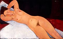 Amedeo Modigliani, 1917, Desnudu (Nu), oleu en llenzu, 73 × 116.7 cm