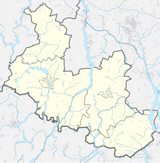 Mapa konturowa powiatu mogileńskiego, blisko centrum na prawo znajduje się punkt z opisem „Rotunda św. Prokopa”