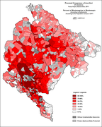 Розселення чорногорців, згідно з переписом 2011 року (англ.) (серб.)