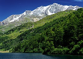 Piz Corvatsch vaadatuna Silsi järvelt