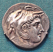 Ptolemy coin with Alexander wearing an elephant scalp, symbol of his conquests in India.