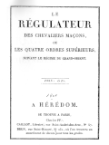 Page de garde du Régulateur des Chevaliers Maçons de 1801.