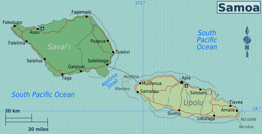 Mapa regionů Samoy
