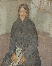 Girl Holding a Piece of Sewing, 1915-1925, Aberdeen Art Gallery