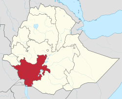 Map of Ethiopia showing Southern Nations, Nationalities, and People's Region