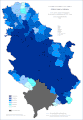 Udeo srpskog jezika u Srbiji po opštinama 2002. godine