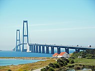 A ponte do Grande Belt, ligando as ilhas da Fiónia e da Zelândia