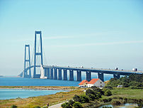 The Great Belt Fixed Link, seen from the Zealand side.