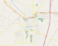 Mapa konturowa Szydłowca, w centrum znajduje się punkt z opisem „Główne Miasto”