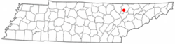 Location of Jacksboro, Tennessee