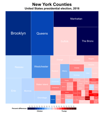 Treemap of the popular vote by county United States presidential election in New York, 2016.svg