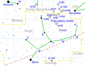 Карта на съзвездието Дева‎
