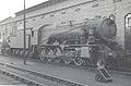 WD 2-10-0 WD 601 "Kitchener" at Carlisle Kingmoor BR shed in 1958. Note air pumps, headlight and nameplate