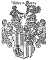 Wappen der Ritter von Moro von 1820 bei Johann Siebmacher (Felder 1 und 4 fälschlicherweise gespalten, nicht geteilt)