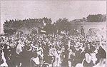 קבלת פנים בראס אל-עמוד לחאג' אמין עם שובו מהודו, ממסע איסוף כספים למען מסגד אל-אקצא, קיץ 1933