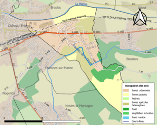 Carte en couleurs présentant l'occupation des sols.