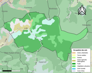 Carte en couleurs présentant l'occupation des sols.