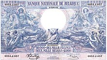 1929 Belgian banknote, depicting Ceres, Neptune and caduceus 10,000 Belgian francs of 1929 (cropped).jpg
