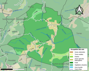 Carte en couleurs présentant l'occupation des sols.