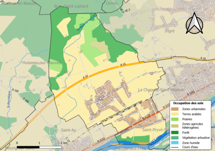 Carte des infrastructures et de l'occupation des sols de la commune en 2018 (CLC).