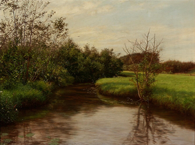 Sommerlandskab med en bugtet å, 1898