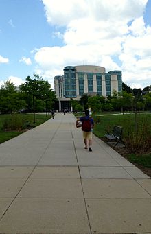 The Albin O. Kuhn Library viewed from The Commons Albin Owings Kuhn Library and Gallery.jpg