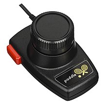 Atari paddle controllers were fairly common, although never as widespread as their joysticks. Atari-2600-Paddle-Controller-FR.jpg