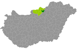 A Bátonyterenyei járás elhelyezkedése Magyarországon