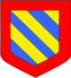 Bandado de oro y de azur, bordado de gules