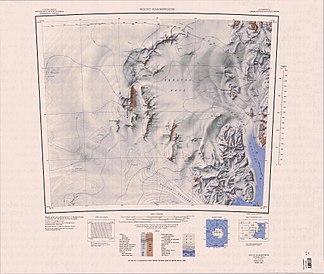 Kartenblatt Mount Harmsworth von 1963 (Neuauflage 1988), Rampart Ridge im nördlichen Viertel des östlichen Kartenrandes