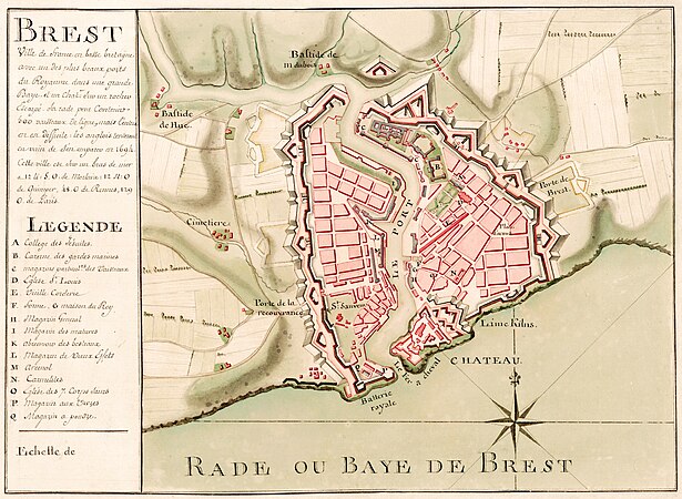 Map of Brest, France, dated c. 1700 (Unknown creator; restored by S. DÉNIEL)