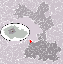 Location of Čestlice within Prague-East District