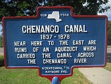 Chenango Canal aqueduct ruins over the Chenango River at Greene, NY