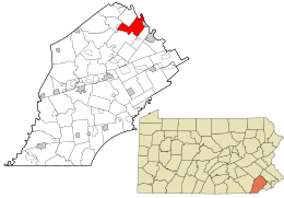 Location in Chester County and the state of Pennsylvania.