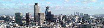 The City of London is a major business and commercial centre, ranking alongside New York City as the leading centre of global finance.