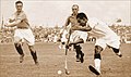 (Dhyan Chand in Action against France in the 1936 Berlin Olympics Hockey Semi-Finals. http://www.bharatiyahockey.org/granthalaya/legend/1936/page5.htm)