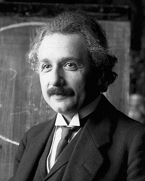 Albert Einstein during a lecture in Vienna in ...
