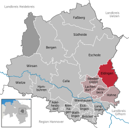 Läget för kommunen Eldingen i Landkreis Celle