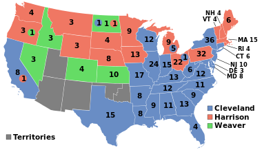 Electoral College map for the election of 1892