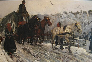 Sleperspaarden in de sneeuw, 1893